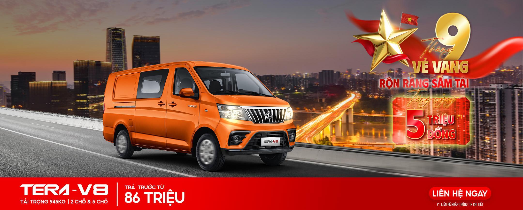 Tera-V8 là mẫu tải van hoàn hảo với khoang hàng lớn nhất phân khúc tải van dài 4.8m