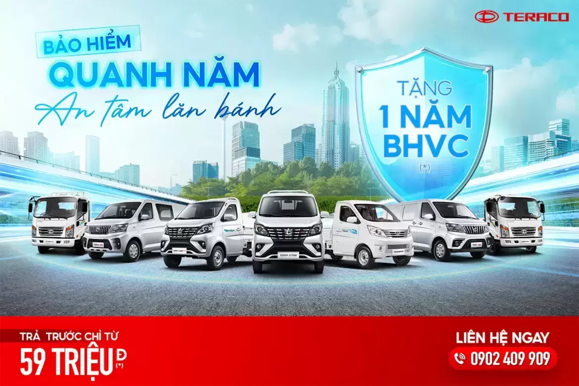 Tháng 7/2025 mua xe Teraco - bác tài nhận bảo hiểm quanh năm
